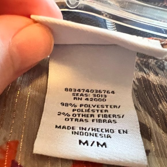 EUC - Jaclyn Smith Sheer Tropical Blouse w/Tie Waist - Medium - Picture 4 of 4